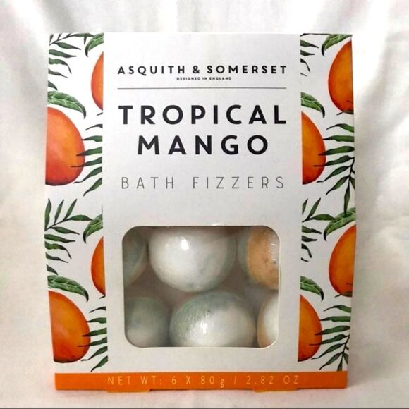 Asquith & Somerset "Tropical Mango" 6 Bath Fizzers  NIB - Picture 1 of 2